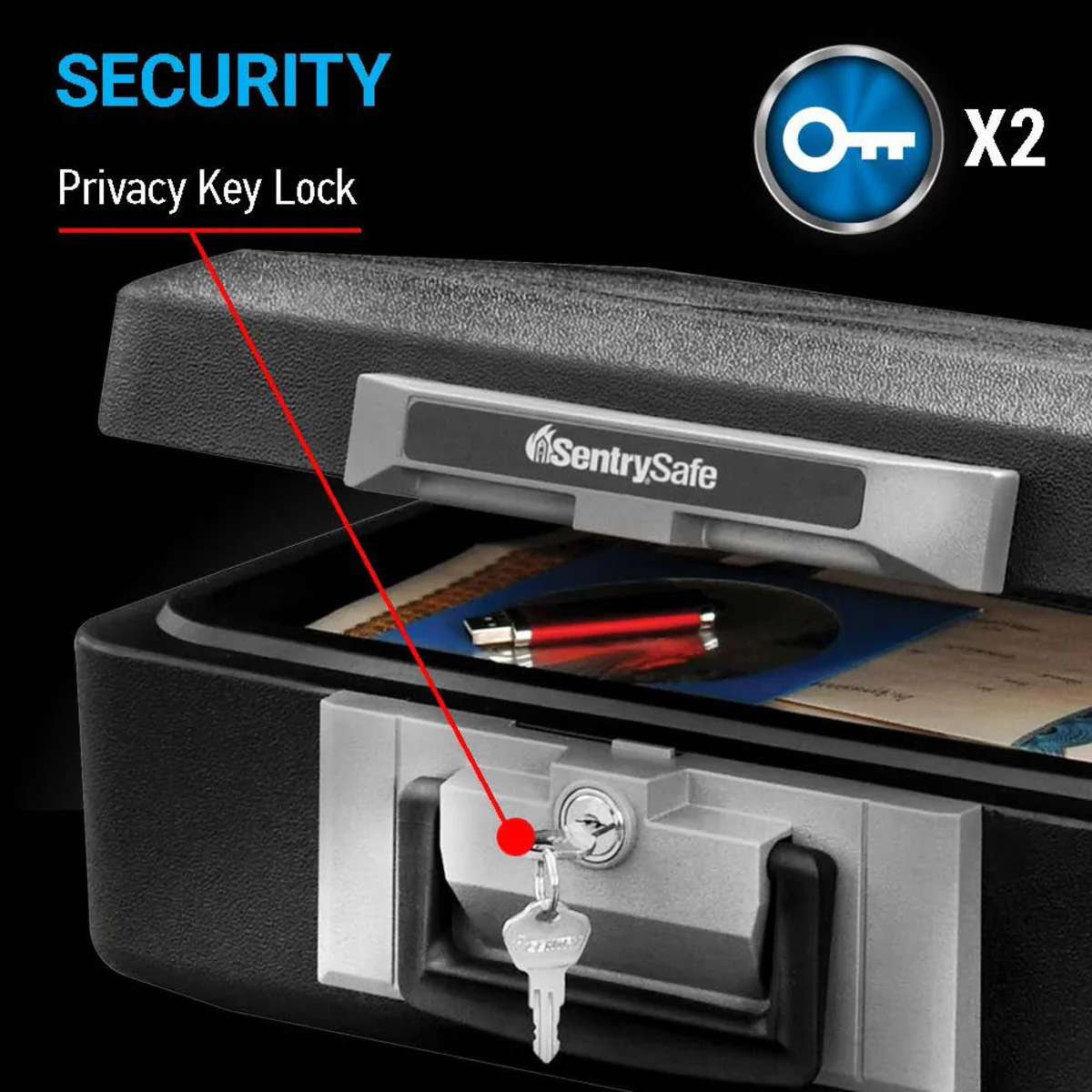 Small Fire Safe Box for Documents, 6.3 in x 15.3 in x 12.1 in - Image 3