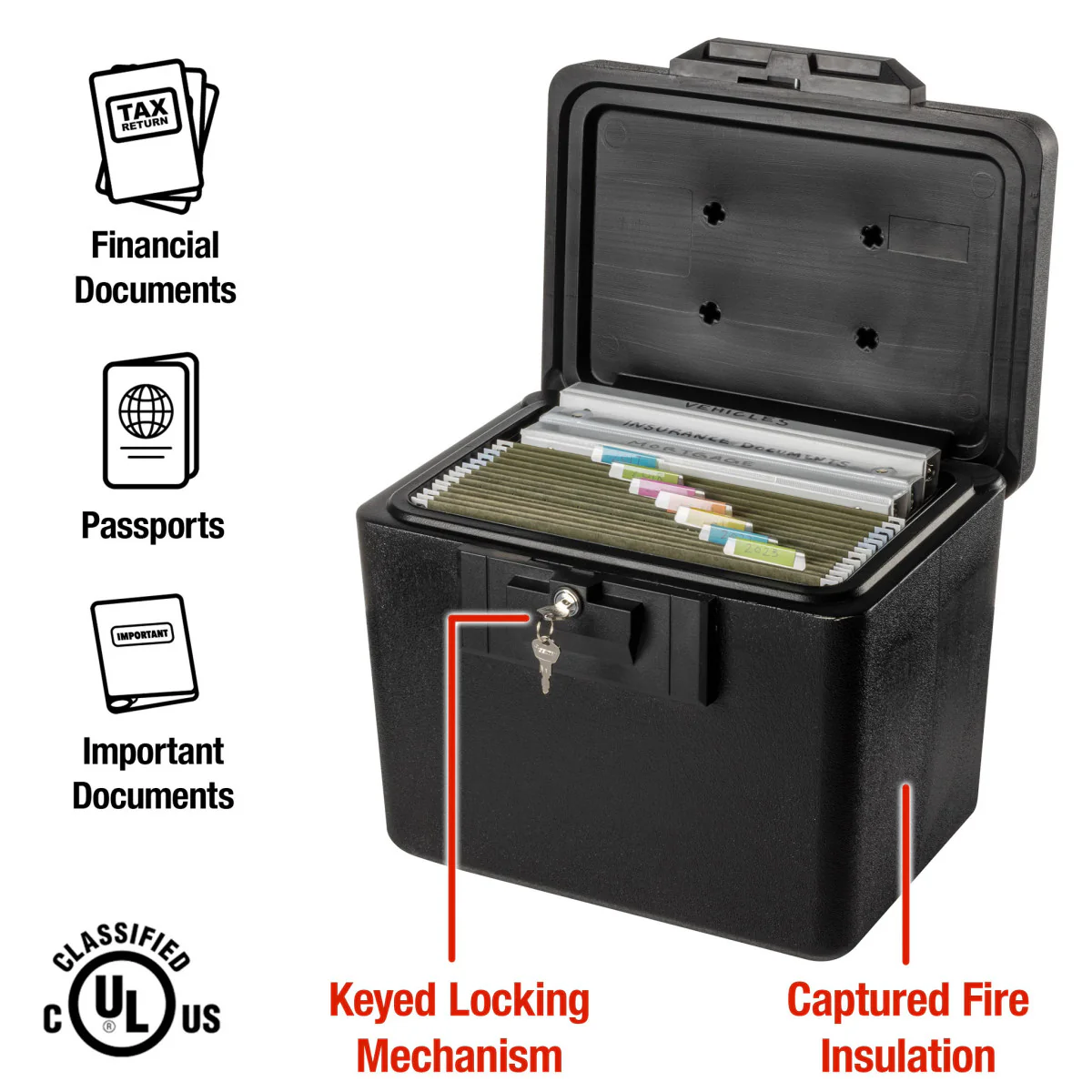 Small Black Fireproof File Cabinet, 13.6 in x 15.3 in x 12.1 in - Image 6