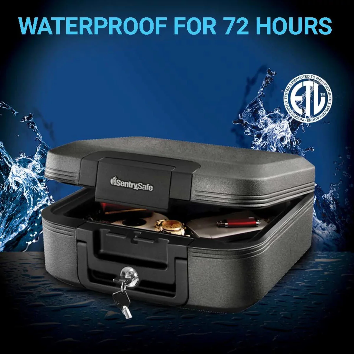 Black Water and Fire Chest with Privacy Key, 6.6 in x 15.4 in x 14.3 in - Image 4