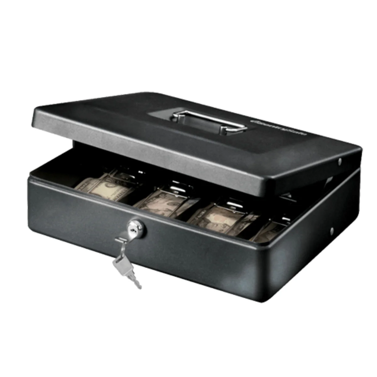 Small Steel Travel Cash Box with Lock , 3.7 in x 11.8 in x 9.3 in