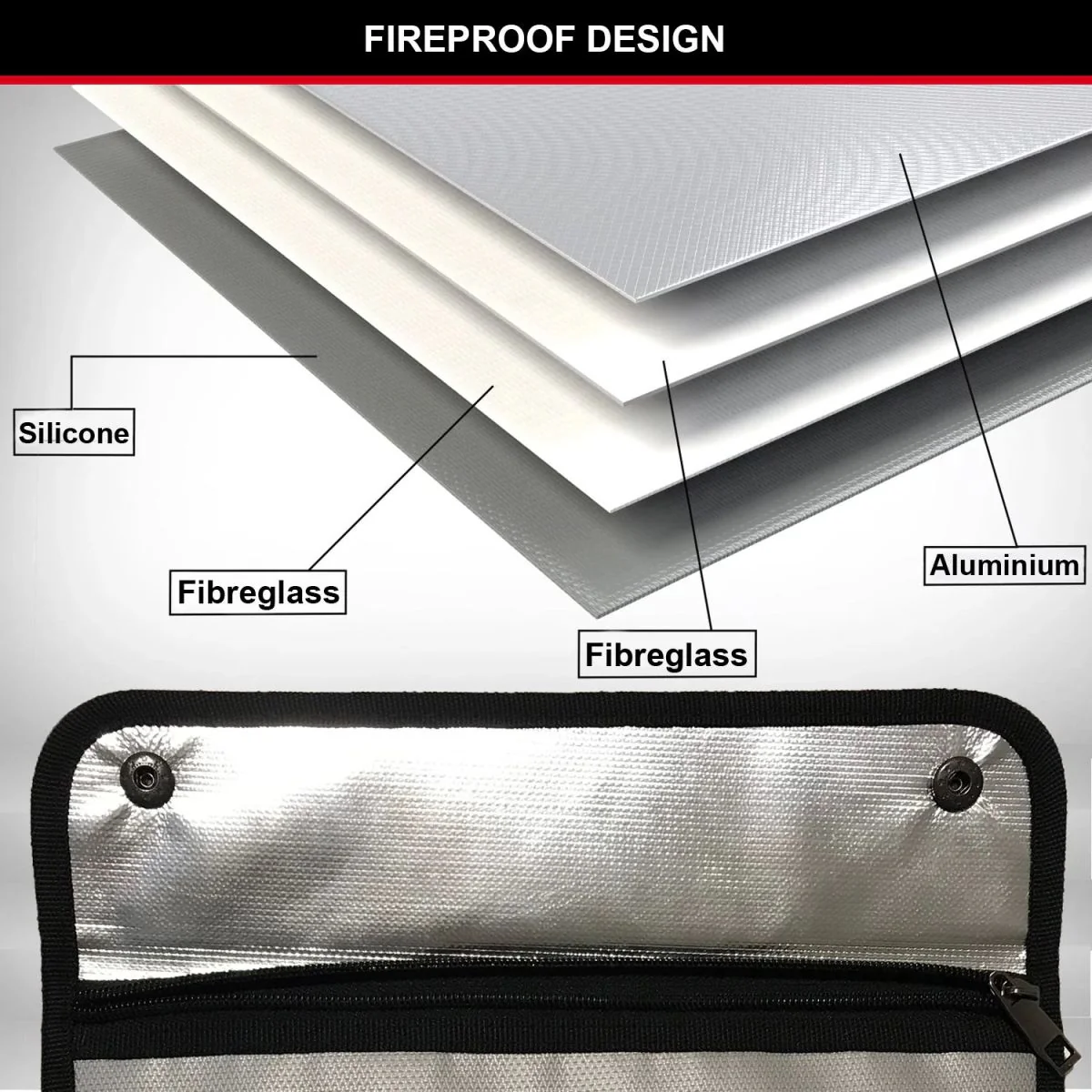 Fiberglass Fire Resistant Bag for Documents, 15.0 in x 11.0 in x 1.5 in - Image 3