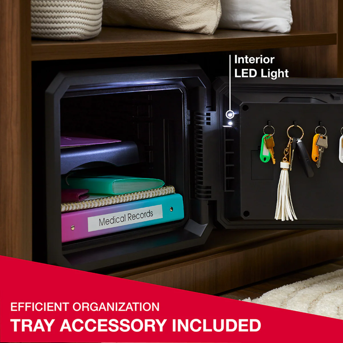 Fireproof Waterproof Safe with Backlit Digital Keypad and Override Key , 13.7 in x 16.4 in x 18.8 in - Image 3