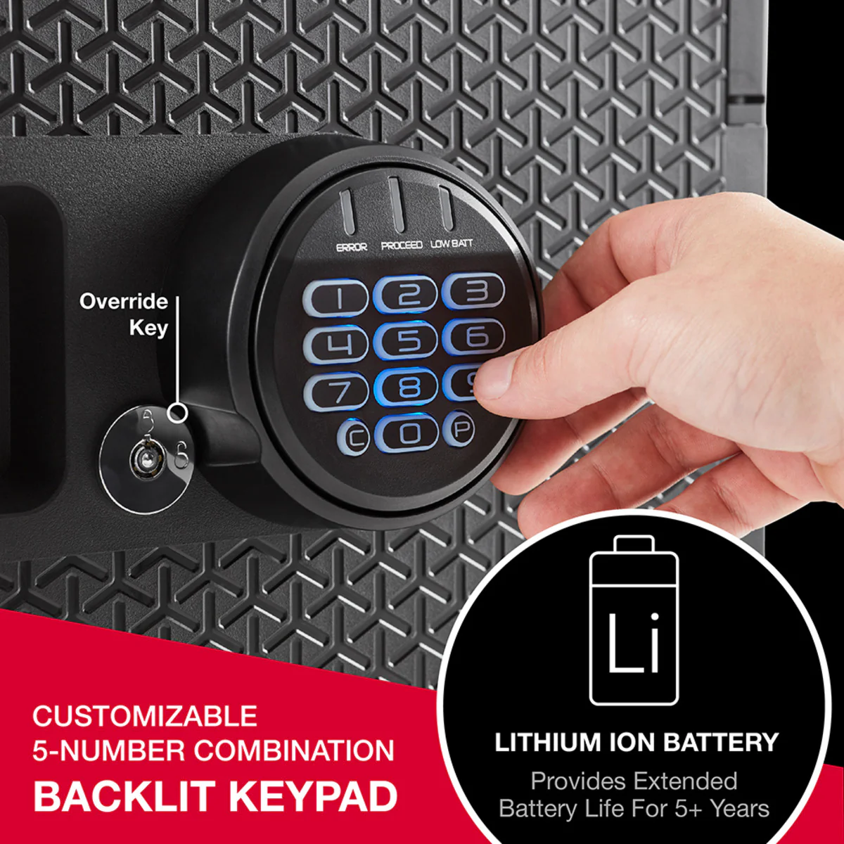Fireproof Waterproof Safe with Backlit Digital Keypad and Override Key , 13.7 in x 16.4 in x 18.8 in - Image 6