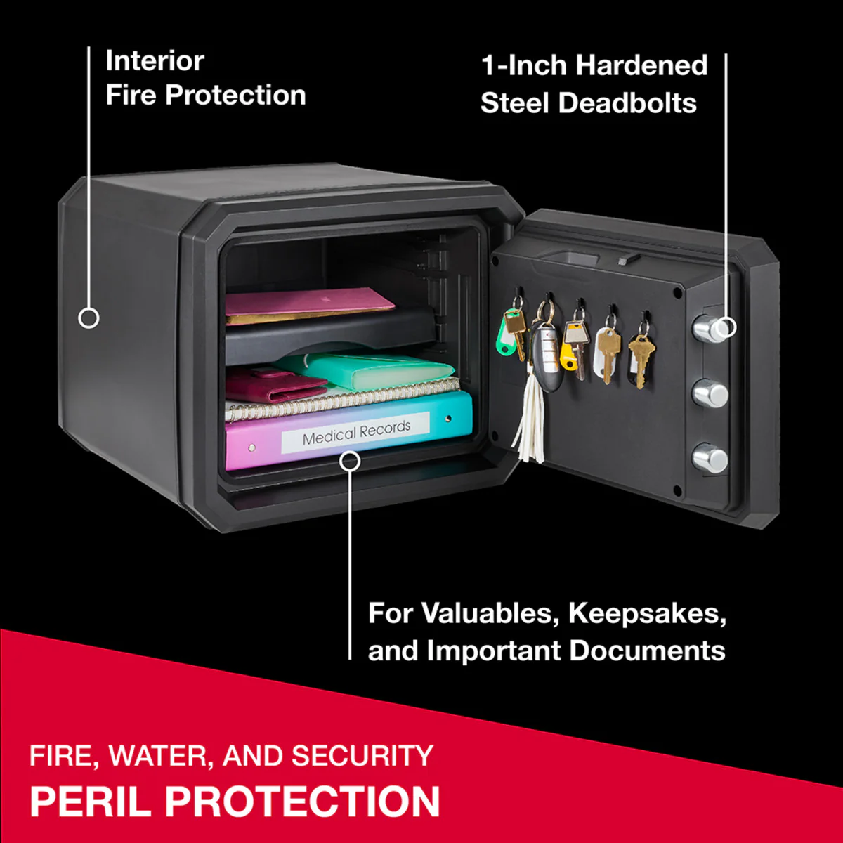Fireproof Waterproof Safe with Backlit Digital Keypad and Override Key , 13.7 in x 16.4 in x 18.8 in - Image 7