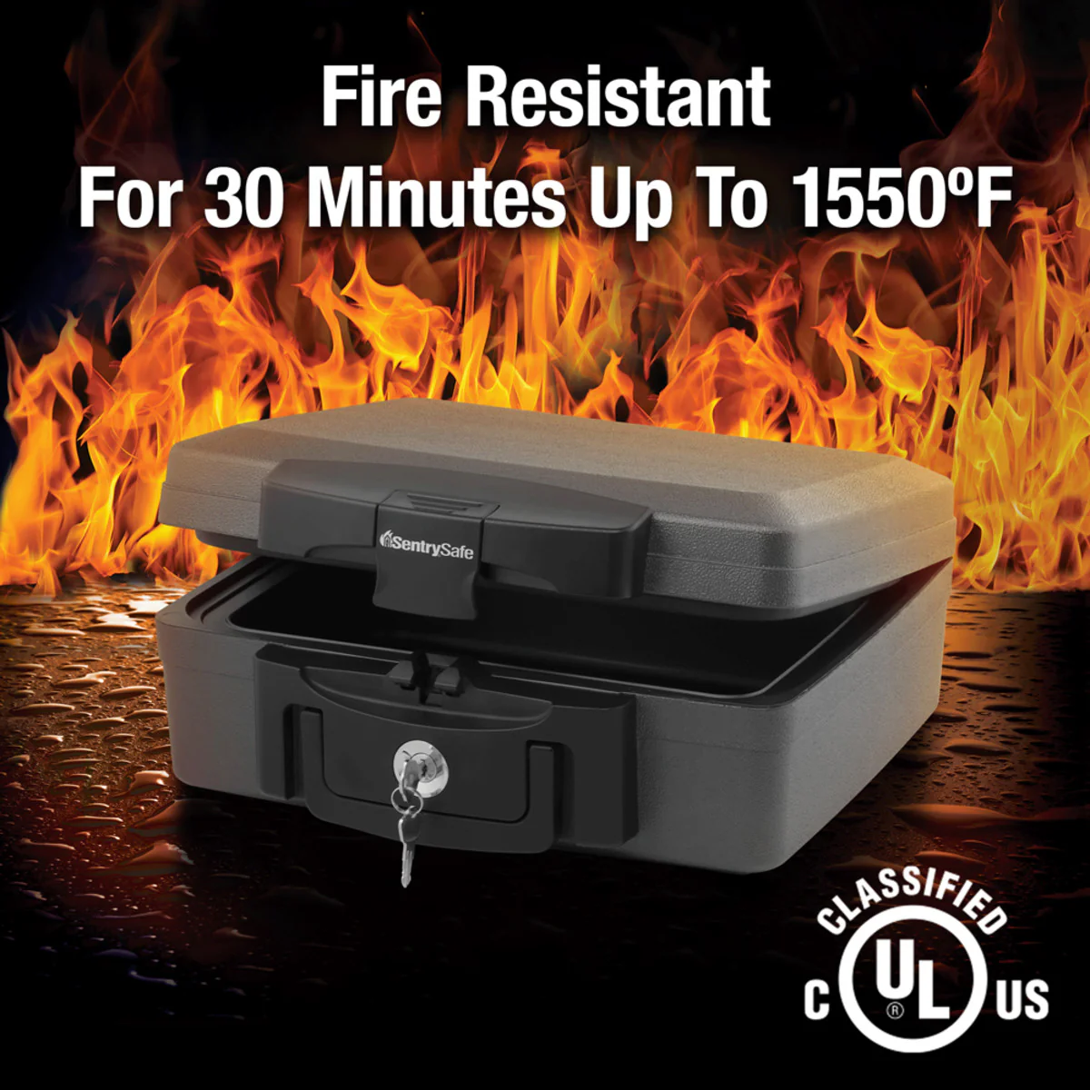 Black Water and Fire Chest with Privacy Key, 6.1 in x 14.3 in x 13 in - Image 2