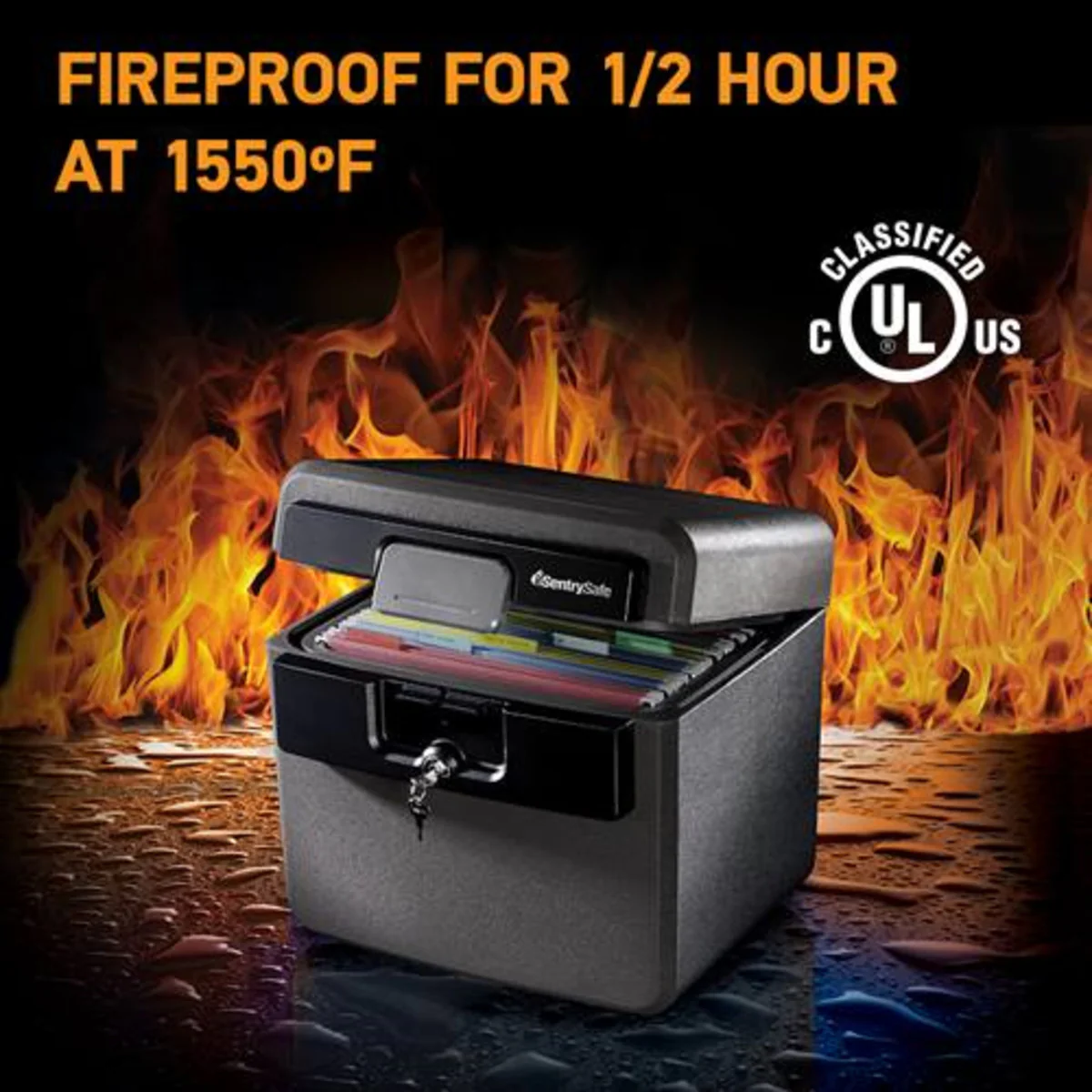 Gray Water and Fire Safe File Cabinet, 14.3 in x 15.5 in x 13.5 in inches - Image 3
