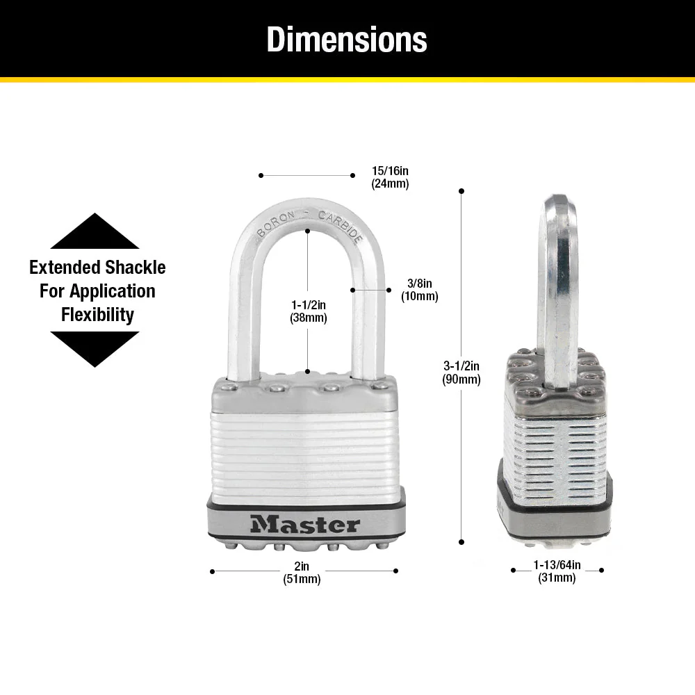 Magnum® Laminated Steel Padlock M5XTRILF; 3-Pack - Image 6
