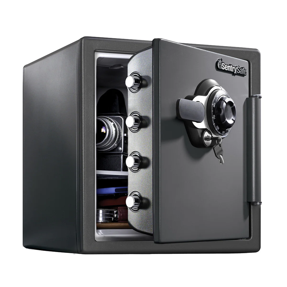 Large Steel Fireproof Waterproof Safe with Combination Dial and Dual Key, 17.8 in x 16.3 in x 19.3 in