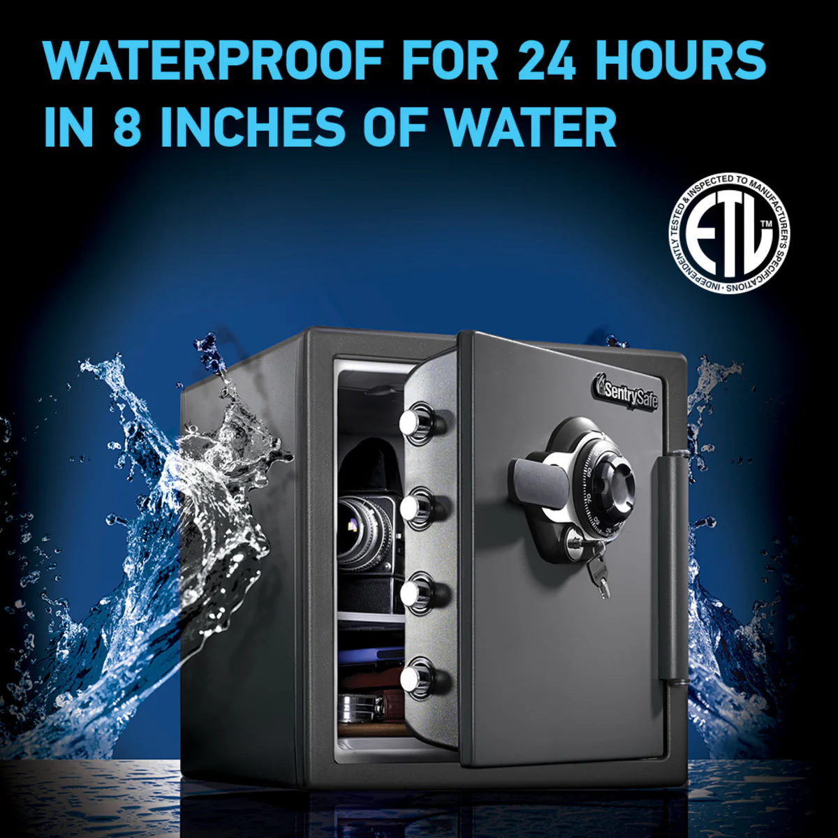 Large Steel Fireproof Waterproof Safe with Combination Dial and Dual Key, 17.8 in x 16.3 in x 19.3 in - Image 4
