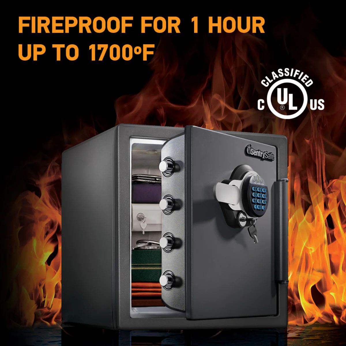 Large Steel Fireproof Waterproof Safe with Digital Keypad, 17.8 in x 16.3 in x 19.3 in - Image 3