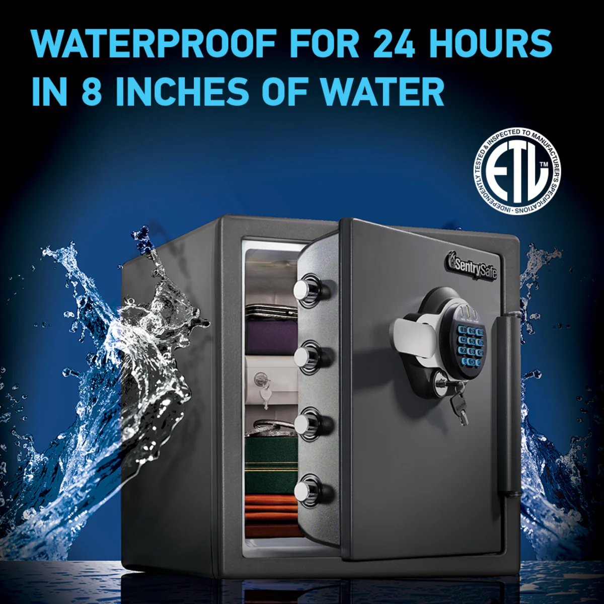 Large Steel Fireproof Waterproof Safe with Digital Keypad, 17.8 in x 16.3 in x 19.3 in - Image 4